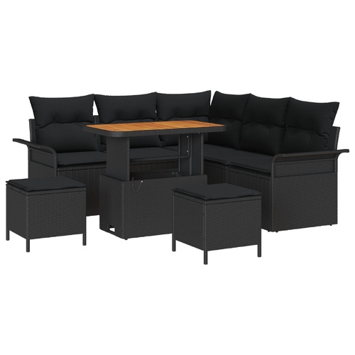 Garden Sofa Set with Cushion with Storage 8 pcs Black