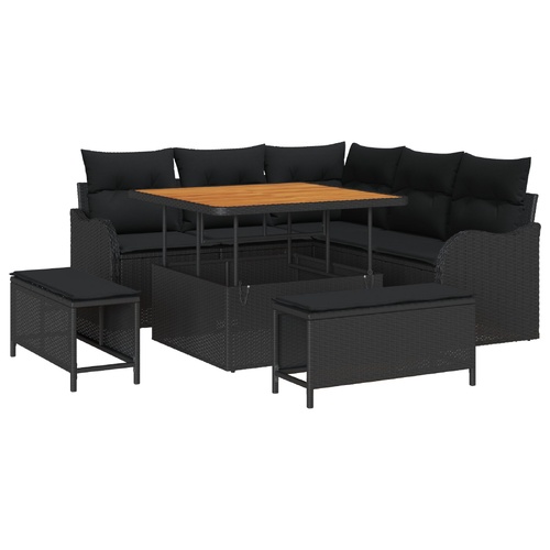 Garden Sofa Set with Cushion with Storage 8 pcs Black