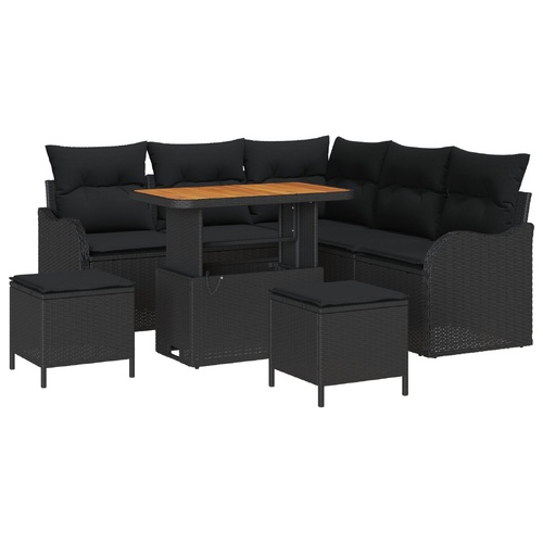 Garden Sofa Set with Cushion with Storage 8 pcs Black