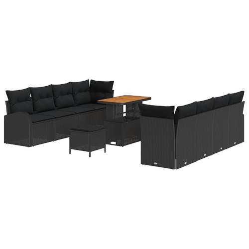 Garden Sofa Set with Cushion with Storage 11 pcs Black
