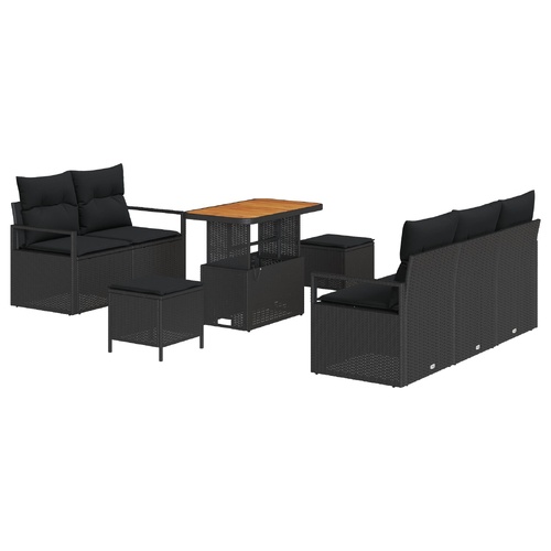 Garden Sofa Set with Cushion with Storage 8 pcs Black