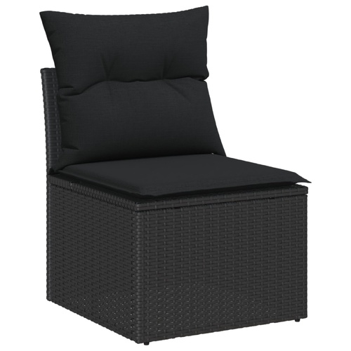Garden Sofa Set with Cushion with Storage 9 pcs Black