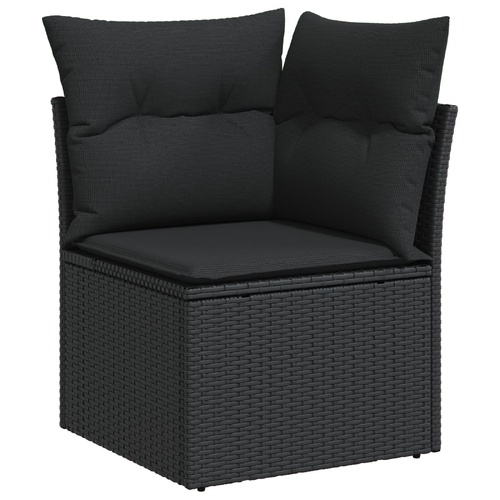 9 Piece Garden Sofa Set with Cushions Black Poly Rattan Acacia, 2-Seater Garden Sofa with Storage & Cushions Black Poly Rattan, 3 Piece Garden Dining 