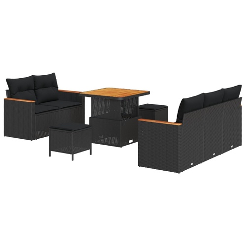 Garden Sofa Set with Cushion with Storage Black Poly rattan