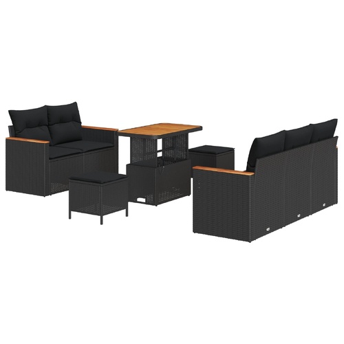 Garden Sofa Set with Cushion with Storage Black Poly rattan