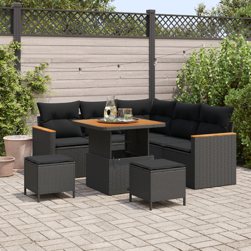 Garden Sofa Set with Cushion 8 pcs Black Poly rattan