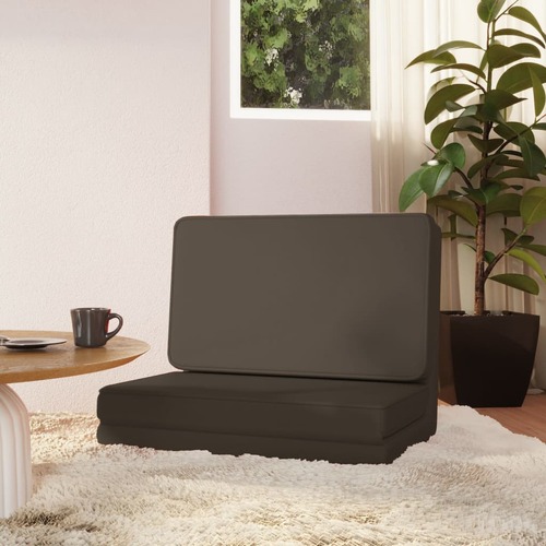 Folding Floor Chair Anthracite Faux Leather
