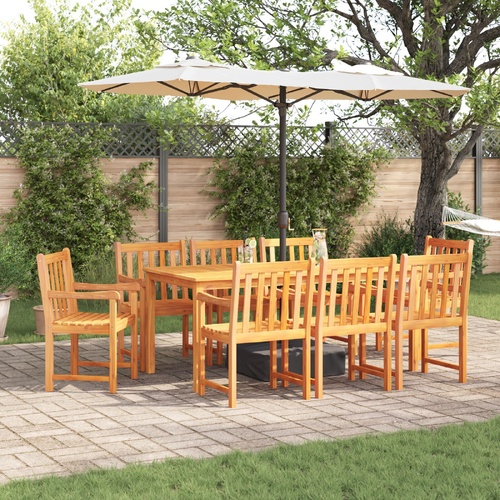Garden Dining Set 9 pcs Brown Solid Acacia Wood