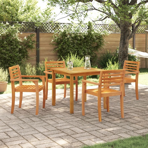 5 Piece Garden Dining Set - Solid Acacia Wood