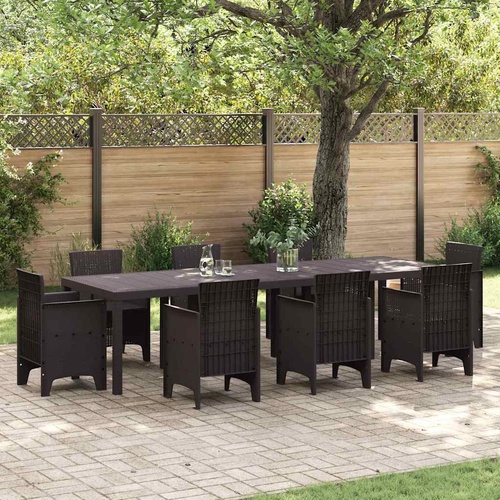 Garden Dining Table Brown 300 x 100 x 73 cm Poly Rattan