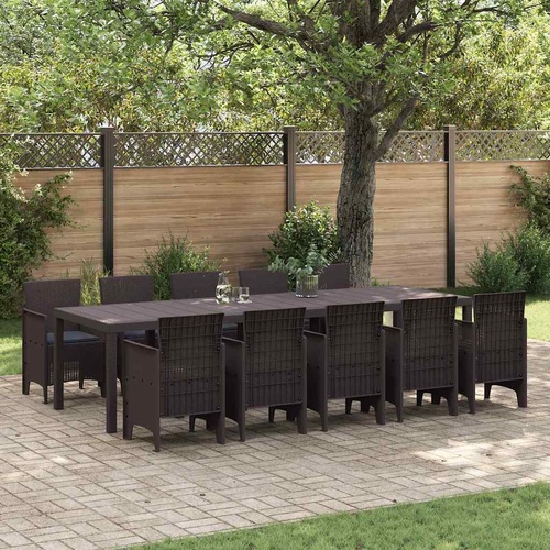 Garden Dining Set 11 pcs Brown and Anthracite Rattan