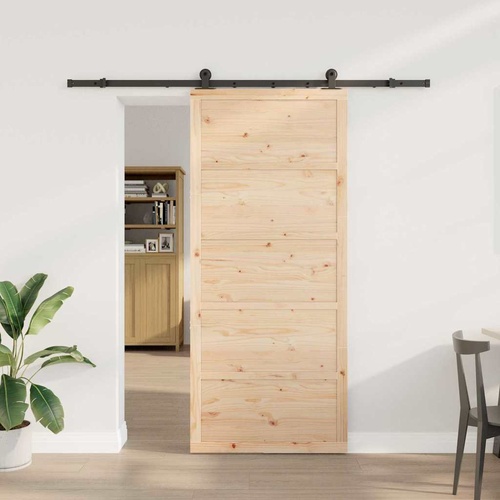 Sliding Door Brown 80 x 208 cm Solid pine wood