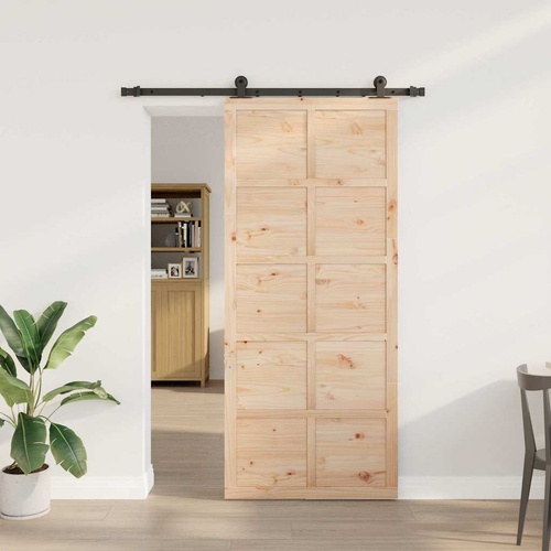 Sliding Door Brown 80 x 208 cm Solid pine wood