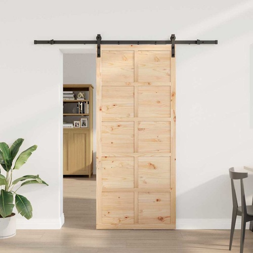 Sliding Door Brown 90 x 208 cm Solid pine wood