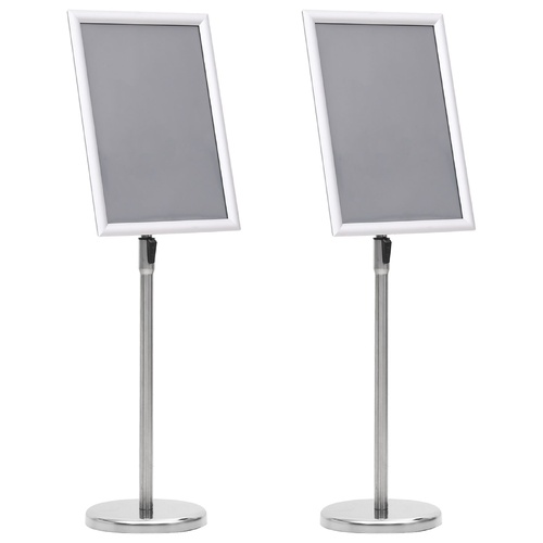 A3 Pedestal Poster Stands 2 pcs Silver Aluminium Alloy