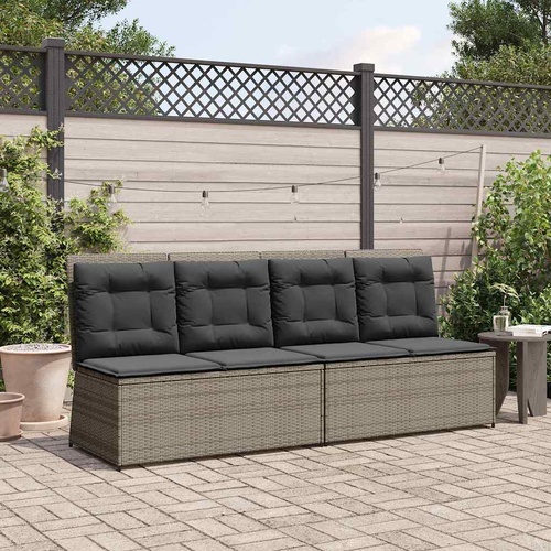 Garden Bench Grey Poly Rattan