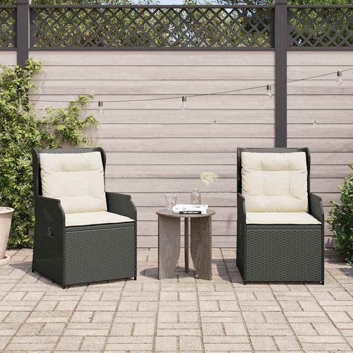 Garden Bench with Cushion 2 pcs Black Poly rattan