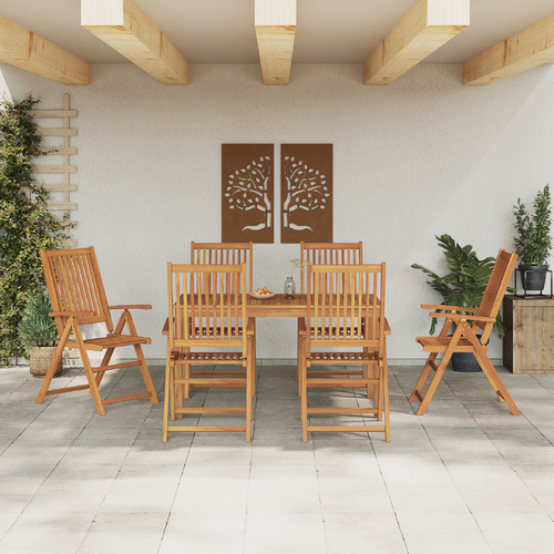 7 Piece Garden Dining Set Solid Wood Acacia