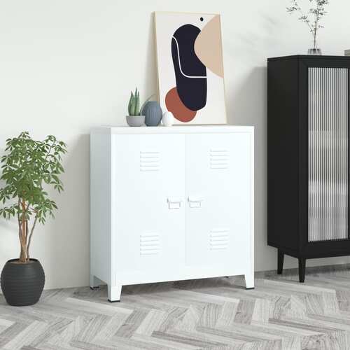 Industrial Filing Cabinet White 90x40x100 cm Steel