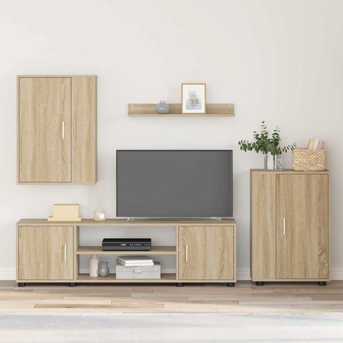TV Cabinet Set Wall-mounted 4 pcs Sonoma Oak Engineered wood