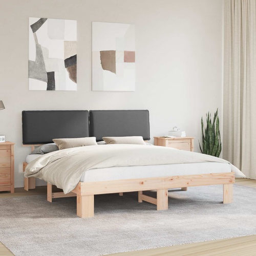 Bed Frame with Upholstered Headboard Dark Grey 180 x 200 cm
