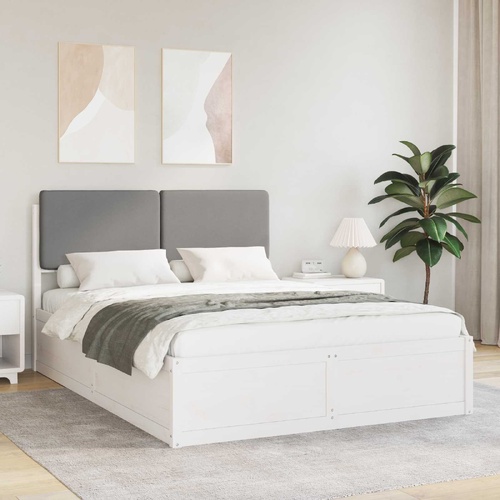 Bed Frame with Upholstered Headboard Dark Grey 180 x 200 cm