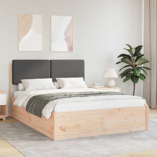 Bed Frame with Upholstered Headboard Dark Grey 150 x 200 cm