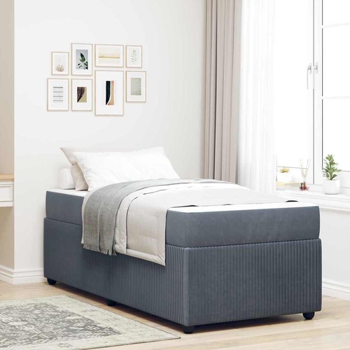 Bed Frame with Mattress Other Dark grey 90 x 190 cm Velvet