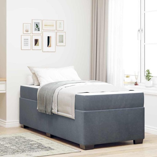 Bed Frame with Mattress Other Dark grey 90 x 190 cm Velvet