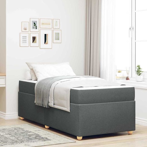 Bed Frame with Mattress Dark Grey 90 x 190 cm Fabric