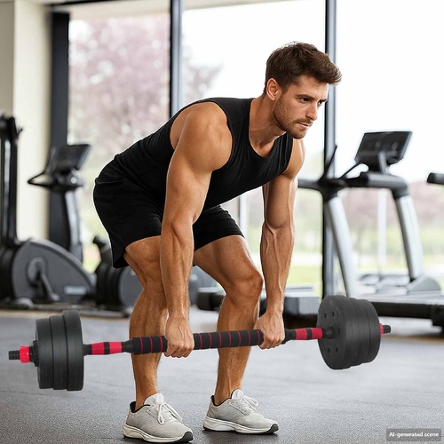 4-in-1 Dumbbell Set Black and Red 121 x 19.5 x 19.5 cm