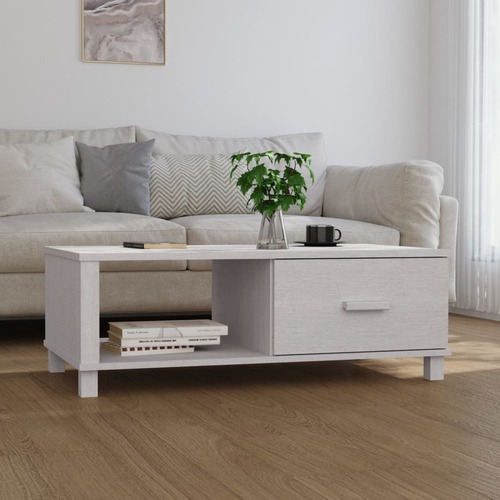 Coffee Table "HAMAR" White 100x55x35 cm Solid Wood Pine