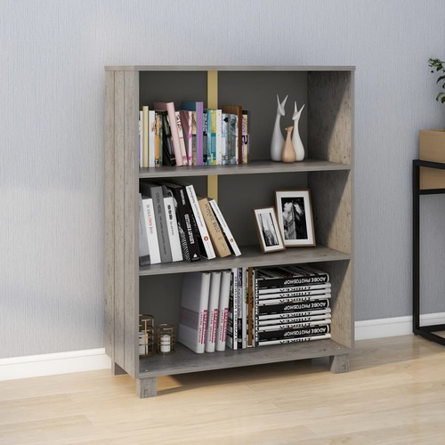 Book Cabinet "HAMAR" Light  Grey  85x35x112 cm Solid Wood Pine