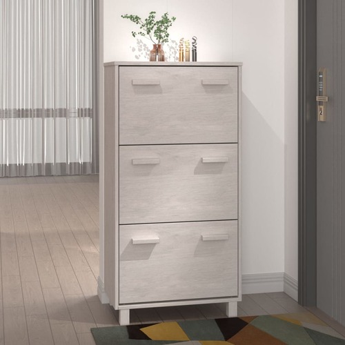Shoe Cabinet "HAMAR" White 59.5x35x117 cm Solid Wood Pine