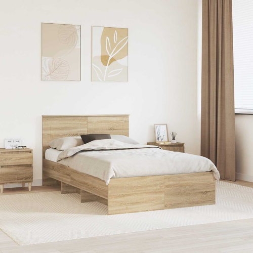 Bed Frame Sonoma Oak 137 x 203 cm Engineered Wood