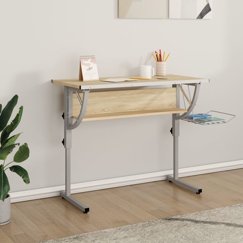 Craft Desk Sonoma Oak and Grey 110x53x(58-87)cm Engineered Wood and Steel