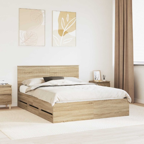 Bed Frame with Drawer Sonoma Oak 150 x 200 cm Engineered Wood