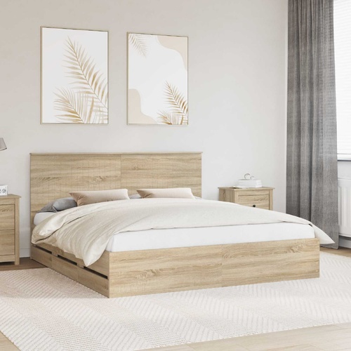 Bed Frame with Drawer Sonoma Oak 180 x 200 cm Engineered Wood