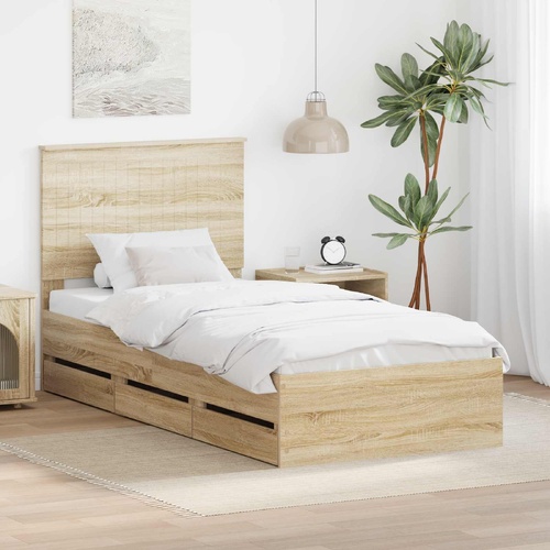 Bed Frame with Drawer Sonoma Oak 90 x 200 cm Engineered Wood