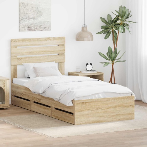 Bed Frame with Drawer Sonoma Oak 90 x 200 cm Engineered Wood