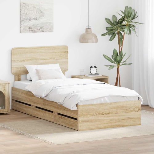 Bed Frame with Drawer Sonoma Oak 90 x 200 cm Engineered Wood
