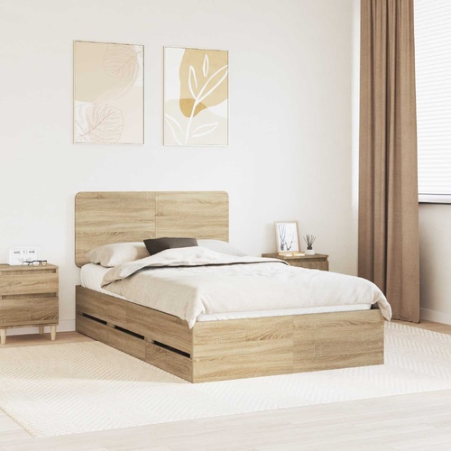 Bed Frame with Drawer Sonoma Oak 135 x 190 cm Engineered Wood