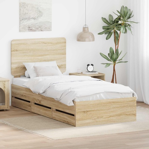 Bed Frame with Drawer Sonoma Oak 90 x 200 cm Engineered Wood