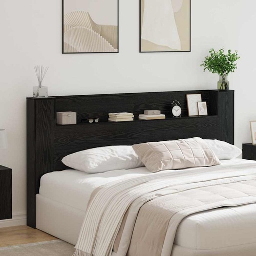 Headboard Black Oak 200 x 15 x 103.5 cm Engineered Wood