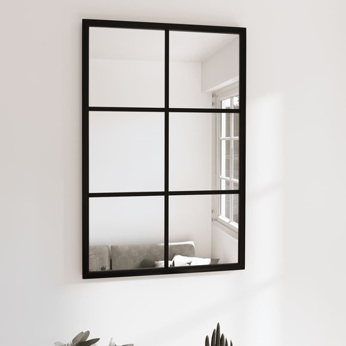 Wall Mirror Black 60x40 cm Metal