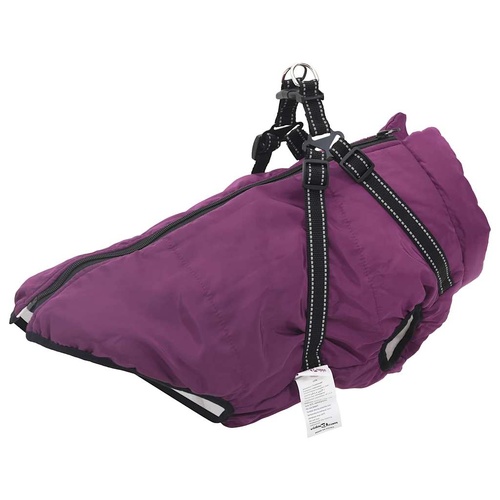 Dog Coat with Harness Purple 3XL Fleece and Polyester