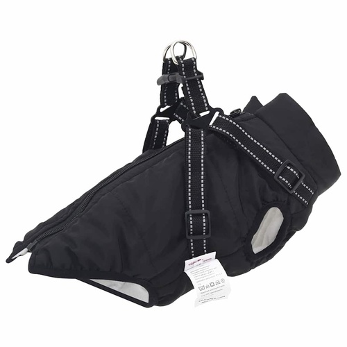 Dog Coat with Harness Black XL Fleece and Polyester