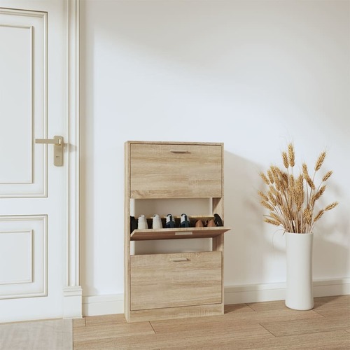 Shoe Cabinet Oak 59x17x108 cm Engineered Wood