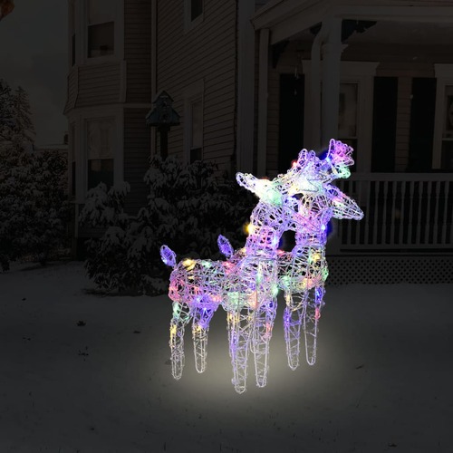 Christmas Reindeers 2 pcs Multicolour 80 LEDs Acrylic