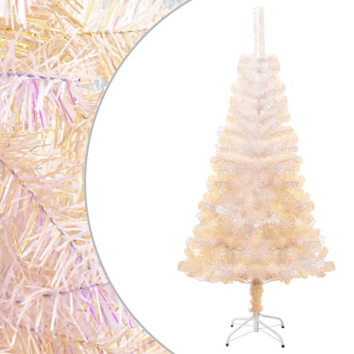 Artificial Christmas Tree with Iridescent Tips White 120 cm PVC